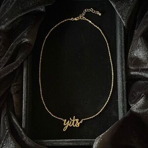 Delicate Gold Chain Necklace with Text Pendant